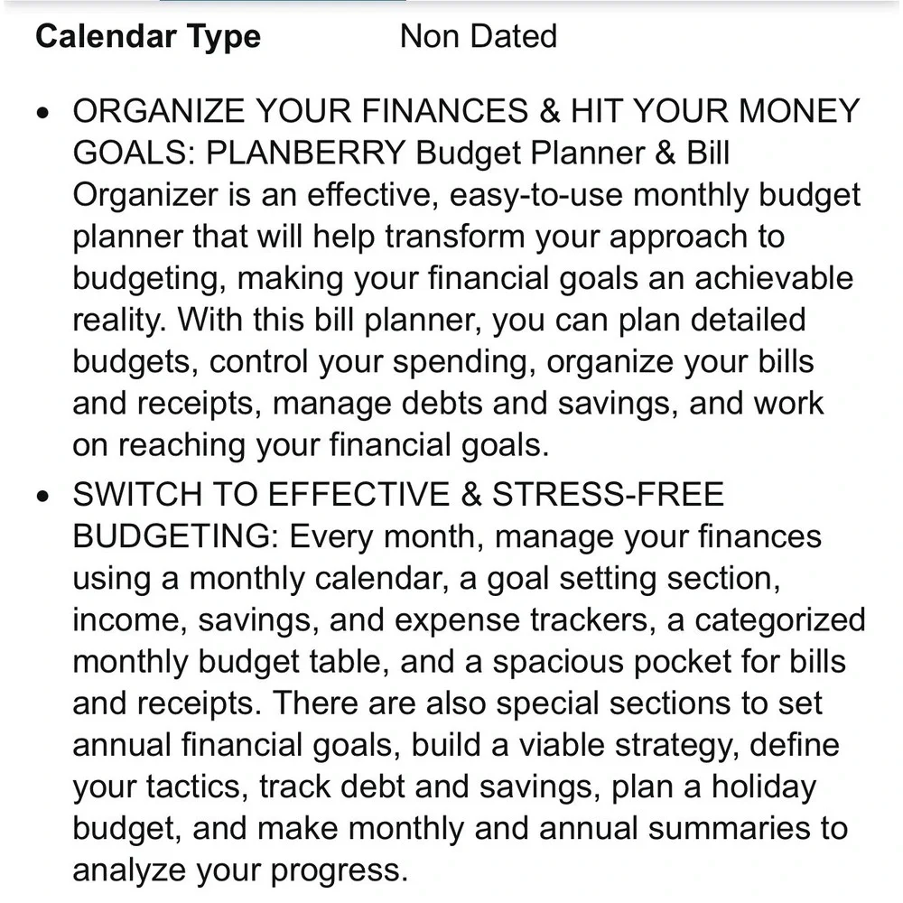 Planberry Budget Planner Organizer Undated 12 Month‎ Tropical Monstera A5